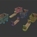 Vintage Metal Utility Carts With Wheels And Rustic Design Elements Collection 3d model