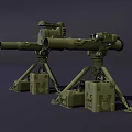 Two Green Military Weapons With Tripod Mounts And Optical Aiming Devices