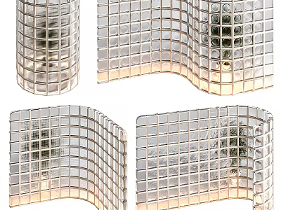 Glass Block Wall With Curved Designs And Lighting 3d model