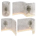 Glass Block Wall With Curved Designs And Lighting 3d model
