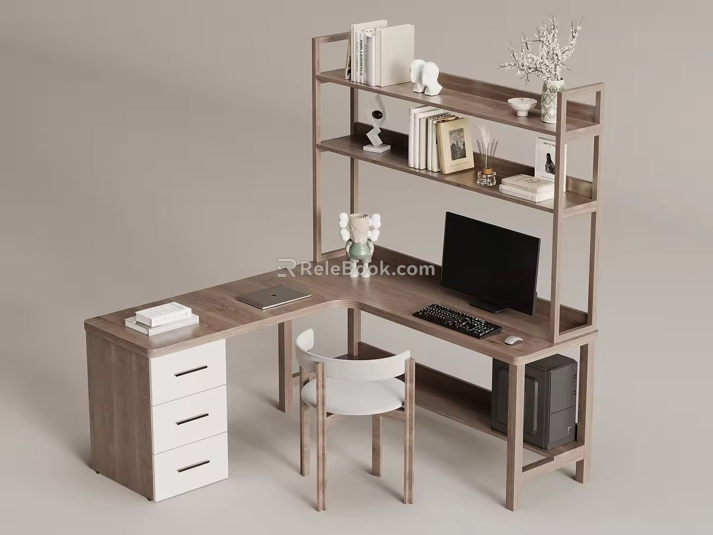 Solid Wood Desk 3d model