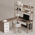 Solid Wood Desk 3d model