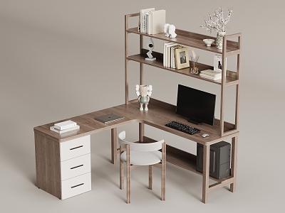 Solid Wood Desk 3d model