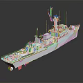 Detailed Warship Model Showcasing White Hull Structure And Radar Equipment On Deck 3d model