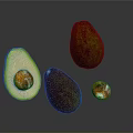 Vibrant Ripe Avocado Halved and Whole with Pit Showcasing Fresh Texture on Dark Background