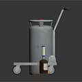 Industrial Gas Cylinder With Portable Metal Trolley And Small Tool Equipment