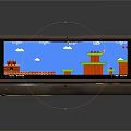 Retro Portable Game Console with Classic Gaming Controls Displaying Red Castles and Green Platforms