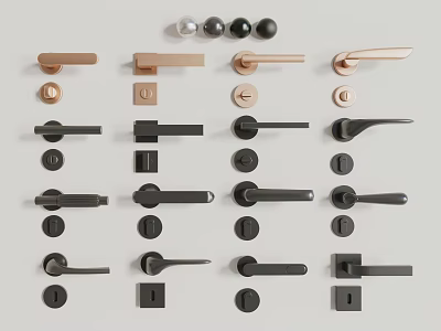 Various Styles of Metal Door Handles in Black Gold and Bronze for Home Interior Doors 3d model