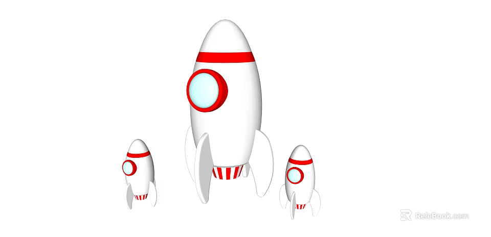 White and Red Rocket Shaped Outdoor Play Equipment for Children with Fun Design 3d model 