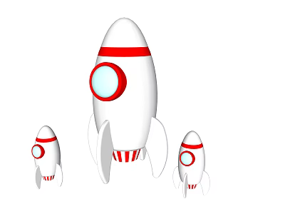 White and Red Rocket Shaped Outdoor Play Equipment for Children with Fun Design 3d model