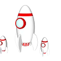 White and Red Rocket Shaped Outdoor Play Equipment for Children with Fun Design