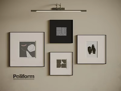 Poliform Modern Abstract Paintings Framed Artworks with Various Styles on Wall 3d model