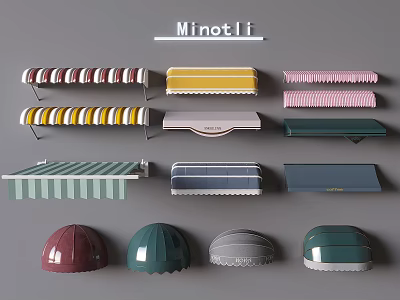 Minotli Awnings Collection With Various Styles And Colorful Patterns For Outdoor Use 3d model