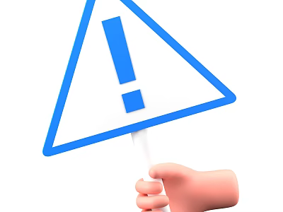 Game Film Character Holding Blue Triangle Warning Sign With Exclamation Mark 3d model