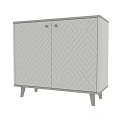 Modern Entryway Console Cabinet With Gray Geometric Pattern Doors And Wooden Top Legs
