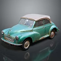 Vintage Green Convertible Car With Canvas Top And Classic Design Elements