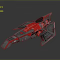 Sci Fi Spaceship Model With Red And Gray Sleek Design Sharp Wings And Detailed Body 3d model