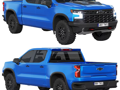 Blue Modern Pickup Truck Exterior Design With Off Road Wheels And Stylish Appearance 3d model