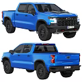 Blue Modern Pickup Truck Exterior Design With Off Road Wheels And Stylish Appearance