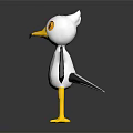 3D Animated Bird Character With White Body Gray Wings And Yellow Feet