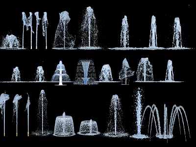 Various Decorative Garden Fountains Featuring Different Water Spray Patterns And Designs For Garden Ornament 3d model