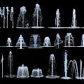 Various Decorative Garden Fountains Featuring Different Water Spray Patterns And Designs For Garden Ornament
