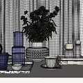 Decorative Ornament Set With Dried Flowers Vase Clock Books Candles Teacup And Tray On Table