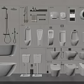 Complete Bathroom Fixture Set Display With Bathtub Toilet Sink And Faucet Accessories