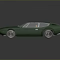 Green Vintage Sports Car With Sleek Design Brown Interior And Alloy Wheels On Dark Background