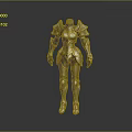 3D Rendered Female Armor With Silver Gold And Blue Decorative Accents
