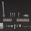 Industrial Equipment Models Including Towers Pipes Platforms And Containers For Factory Facility Construction