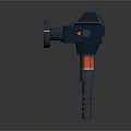 3D Model of Gray Mechanical Part With Circular Hole Red Details And Support Pillars