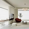 Modern Open Plan Living And Dining Room Interior Design With Cozy Sofas And Warm Lighting