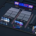 Modern Conference Hall Interior With Stage Seats And Large Digital Screens