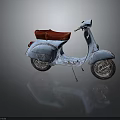 Vintage Blue Scooter With Red Seat Classic Design And Rustic Wheels