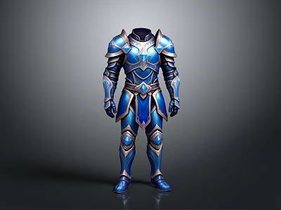 Shiny Blue Metallic Full Body Armor With Decorative Plates And Sleek Design 3d model