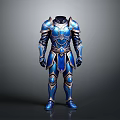 Shiny Blue Metallic Full Body Armor With Decorative Plates And Sleek Design