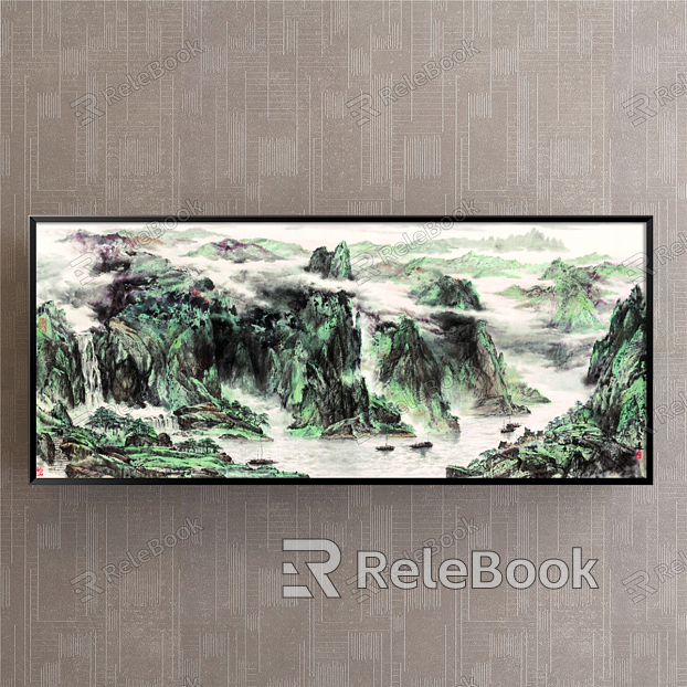 New Chinese Landscape Painting Green Living Room Landscape model