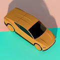 Golden Modern Car With Sleek Body Design Black Windows And Golden Wheels