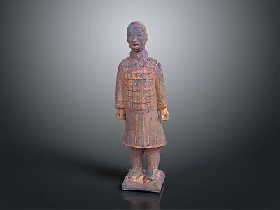 Ancient Chinese Terracotta Warrior Sculpture With Detailed Carving Standing Pose And Traditional Armor 3d model