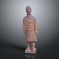 Ancient Chinese Terracotta Warrior Sculpture With Detailed Carving Standing Pose And Traditional Armor