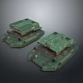 Two Green Military Armored Tanks Featuring Detailed 3D Rendered Structure 3d model