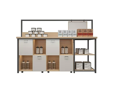 Modern Retail Display Shelving Unit With Countertop Multiple Compartments And Storage Cabinets 3d model