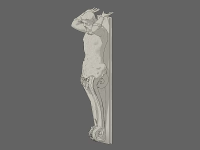 Classical Architectural Capital With Human Figure Sculpture And Ornate Decorative Details 3d model