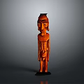 Traditional Wooden Carving Of Human Figure With Detailed Facial Features And Body Structure