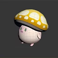 Cute Cartoon Mushroom Character With Yellow Spotted Cap And Smiling Face