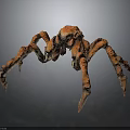 Giant Spider Creature 3D Render With Detailed Mechanical Legs And Orange Brown Exoskeleton