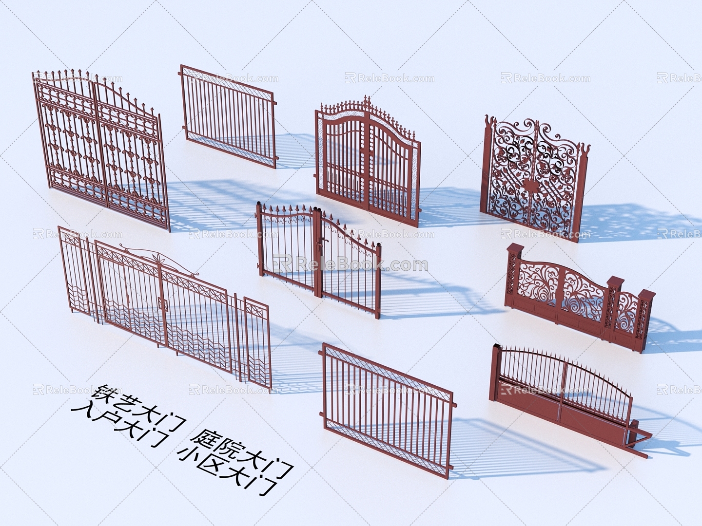 Wrought Iron Gate Courtyard Gate Entrance Gate Community Gate 3d model