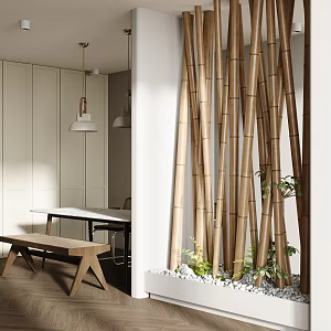 Modern bamboo partition 3d model