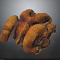 Orange Fleshy Fungus with Wrinkled Surface in Clumpy Shape on Dark Background